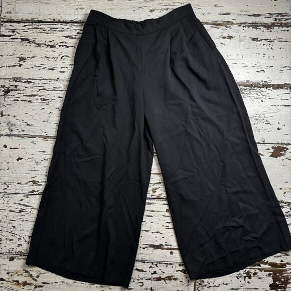 Eileen Fisher Tencel Wide Leg Pull On Pants Gray S16WTG Sandwashed Cropped - Picture 2 of 9